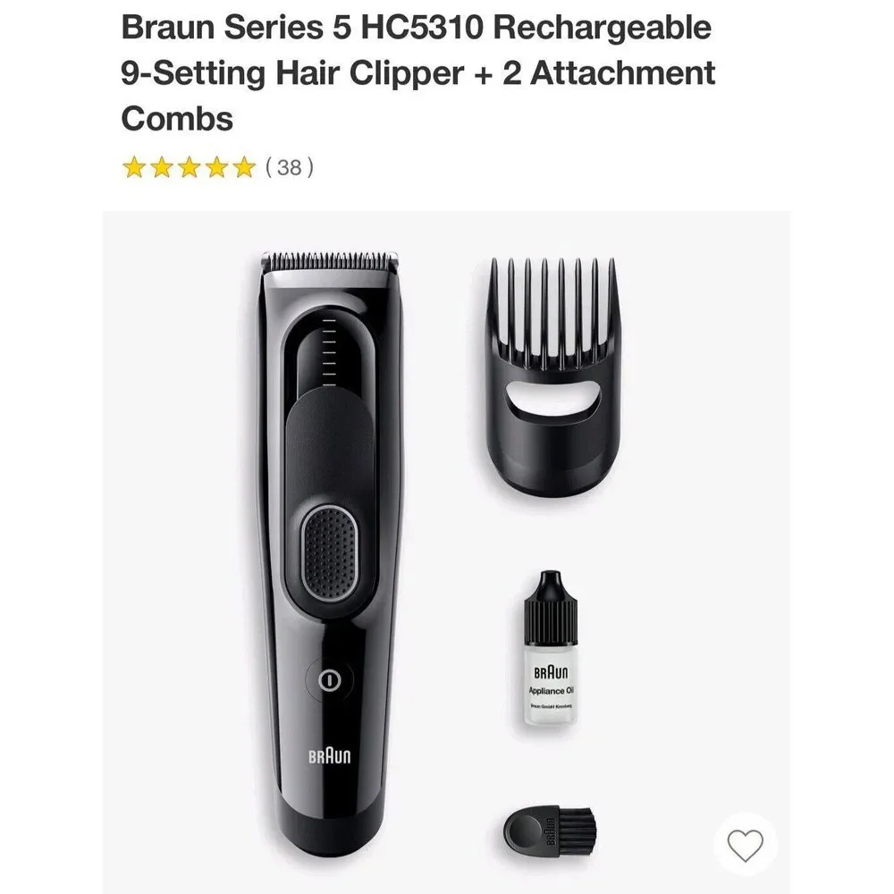 BRAUN SERIES 5 HC5310 9 SETTING HAIR CLIPPERS + 2 ATTACHMENTS‎